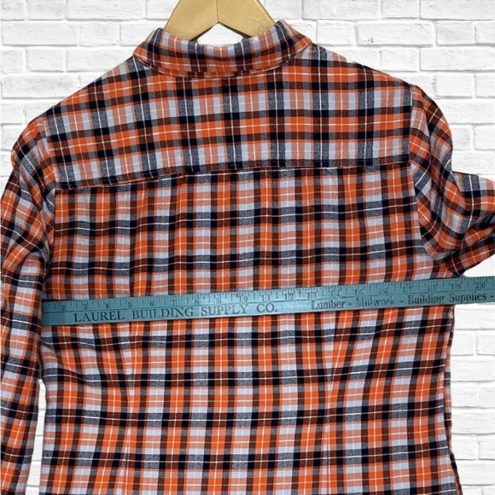 Women’s Nautica Orange & Black Plaid Long Sleeve Button Down‎ Size Medium - Picture 4 of 8